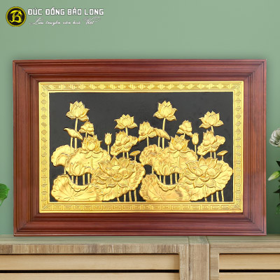 Tranh Hoa Sen Bằng Đồng Mạ Vàng Khổ 61cmx88cm tại Sài Gòn TPHCM