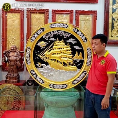 Tranh Mâm Đồng Thuyền Buồm Dát Vàng, Bạc Đk 1m tại Sài Gòn TPHCM