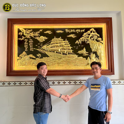 Tranh Thuận Buồm Xuôi Gió Bằng Đồng 2m31x1m27 Khung Gõ Đỏ tại Sài Gòn TPHCM