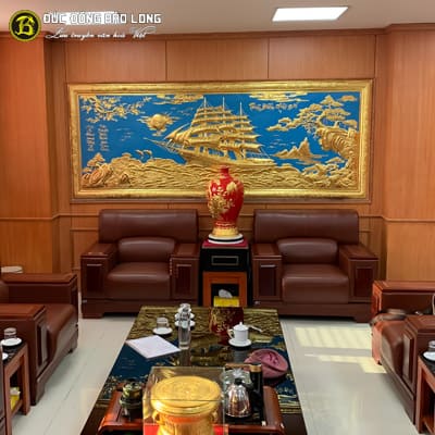 Tranh Thuận Buồm Xuôi Gió Dát Vàng 3m09x1m2 Khung Liền Đồng tại Sài Gòn TPHCM
