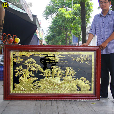Tranh Đồng Thuyền Buồm Mạ Vàng 24K Khung gỗ 1m76x89cm tại Sài Gòn TPHCM