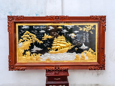 Tranh Thuận Buồm Xuôi Gió Bằng Đồng Dát Bạc Dát Vàng 9999 Khổ 1m55 x 88cm tại Sài Gòn TPHCM