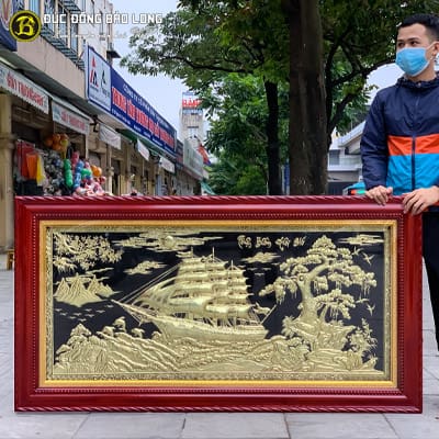 Tranh Thuận Buồm Xuôi Gió Bằng Đồng Hàng Dập 1m7x90cm tại Sài Gòn TPHCM