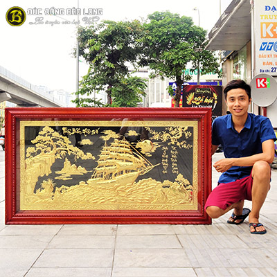 Tranh Thuận Buồm Xuôi Gió Mạ Vàng 1m55x88cm Khung Gỗ Gụ tại Sài Gòn TPHCM