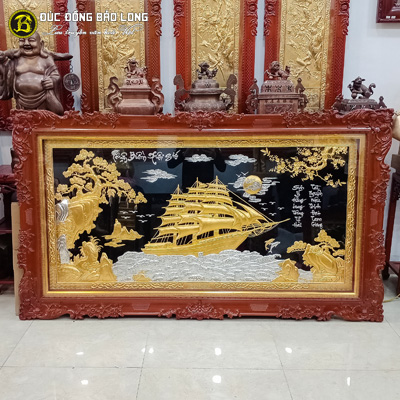 Tranh Thuận Buồm Xuôi Gió Dát Vàng, Dát Bạc 1m86x1m07 Khung Gỗ Hương tại Sài Gòn TPHCM