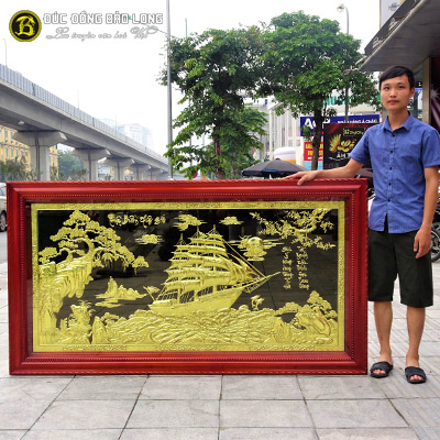 Tranh Thuận Buồm Xuôi Gió Bằng Đồng 1m97x1m07 Khung Gỗ Gụ tại Sài Gòn TPHCM