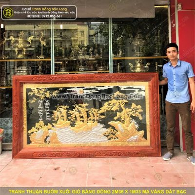 Tranh Thuận Buồm Xuôi Gió 2m36 x 1m33 Mạ Vàng, Dát Bạc tại Sài Gòn TPHCM