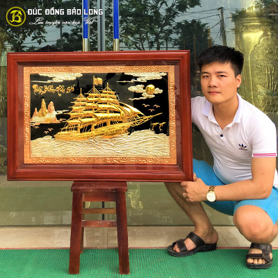 Tranh Thuận Buồm Xuôi Gió Mạ Tam Khí 88cmx61cm Khung Gỗ Gụ tại Sài Gòn TPHCM