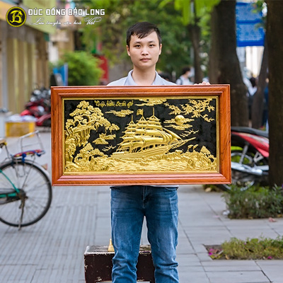 Tranh Thuận Buồm Xuôi Gió Bằng Đồng Dát Vàng 48cmx88cm tại Sài Gòn TPHCM