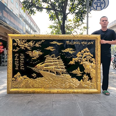 Tranh Thuận Buồm Xuôi Gió Khung Đồng Mạ Vàng 24k Khổ 1m97 x 1m07 tại Sài Gòn TPHCM