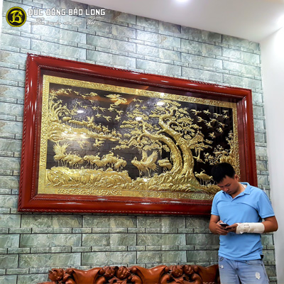 Tranh Bách Hạc Quần Tùng Bằng Đồng 2m33x1m33 tại Sài Gòn TPHCM