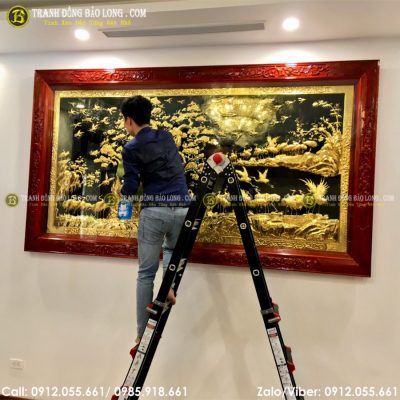 Tranh Tùng Hạc Bằng Đồng Mạ Vàng 24k tại Sài Gòn TPHCM