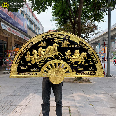 Tranh Đồng Quạt Mã Đáo Thành Công Mạ Vàng 24k 1m55 tại Sài Gòn TPHCM