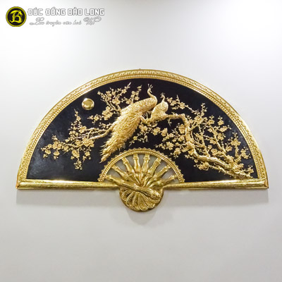 Tranh Quạt Công Mai Bằng Đồng Mạ Vàng 24k 1m33x81cm tại Sài Gòn TPHCM
