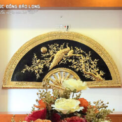 Tranh Quạt Công Mai Bằng Đồng Mạ Vàng 24k Dài 2m15 tại Sài Gòn TPHCM