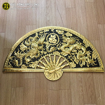 Tranh Quạt Long Phụng Chữ Phúc Bằng Đồng ĐK 80cm tại Sài Gòn TPHCM