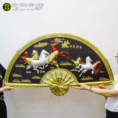 Tranh Quạt Bát Mã Bằng Đồng Hàng Chạm Tay Thủ Công 1m07 tại Sài Gòn TPHCM