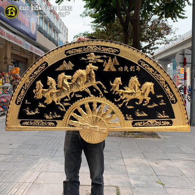 Tranh Quạt Bát Mã Bằng Đồng Mạ Vàng ĐK 1m55 tại Sài Gòn TPHCM