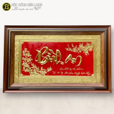 Tranh Chữ Bình An Bằng Đồng Khổ 50cm x 80cm Khung Nhựa tại Sài Gòn TPHCM
