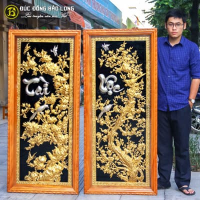 Tranh Chữ Tài Lộc Mạ Vàng, Dát Bạc 1m55x69cm Khung Gỗ Gõ tại Sài Gòn TPHCM