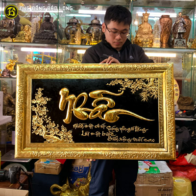 Tranh Chữ Nhẫn Thư Pháp Bằng Đồng 1mx61cm tại Sài Gòn TPHCM