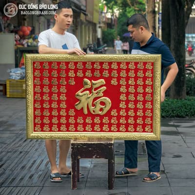 Tranh Bách Phúc Bằng Đồng Khung Liền Đồng Khổ 1m27 x 81cm tại Sài Gòn TPHCM