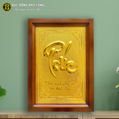 Tranh Chữ Phúc Thư Pháp Bằng Đồng Mạ Vàng 48cmx68cm tại Sài Gòn TPHCM