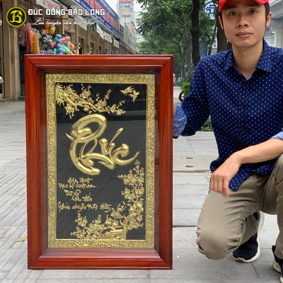Tranh Chữ Phúc Thư Pháp Bằng Đồng Khổ Đứng 81cmx55cm tại Sài Gòn TPHCM