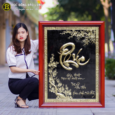 Tranh Chữ Phúc Thư Pháp Bằng Đồng Khổ Đứng 1m07x81cm tại Sài Gòn TPHCM