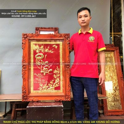 Tranh Chữ Phúc Lộc Thư Pháp Bằng Đồng 86cm x 61cm Mạ Vàng 24k tại Sài Gòn TPHCM
