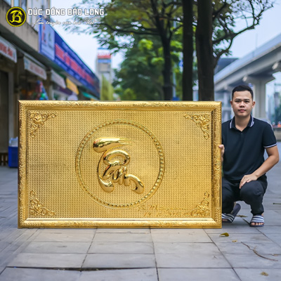 Tranh Chữ Tâm Bằng Đồng Mạ Vàng 1m55x97cm Khung Đồng tại Sài Gòn TPHCM