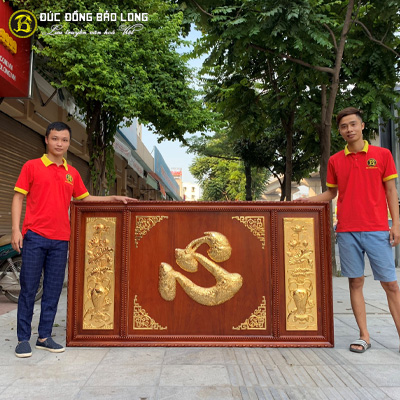 Tranh Chữ Tâm Hoa Sen Bằng Đồng 1m97 Mạ Vàng 24k tại Sài Gòn TPHCM