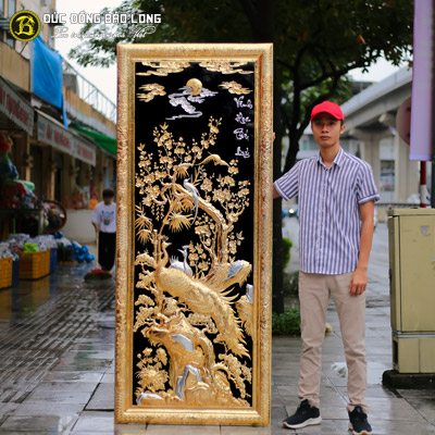 Tranh Vinh Hoa Phú Quý Mạ Vàng, Dát Bạc 88cmx2m17 Khung liền Đồng tại Sài Gòn TPHCM