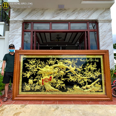 Tranh Đồng Vinh hoa Phú Quý Mạ Vàng Khung Gõ Đỏ 2m86x1m5 tại Sài Gòn TPHCM