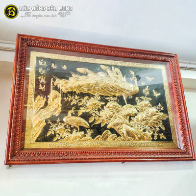 Tranh Vinh Hoa Phú Quý Bằng Đồng 1m27x88cm Khung Gỗ Óc Chó tại Sài Gòn TPHCM