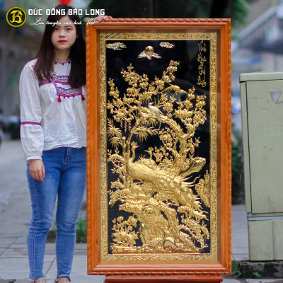Tranh Vinh Hoa Phú Quý Mạ Vàng, Mạ Bạc 1m33x75cm Khung Gõ Đỏ tại Sài Gòn TPHCM
