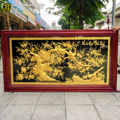 Tranh Vinh Hoa Phú Quý Mạ Vàng 1m76x89cm Khung Chò Chỉ tại Sài Gòn TPHCM
