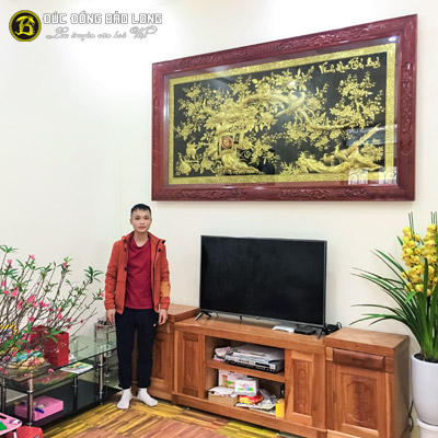 Tranh Vinh Hoa Phú Quý Bằng Đồng 2m31x1m27 Khung Gỗ Hương tại Sài Gòn TPHCM