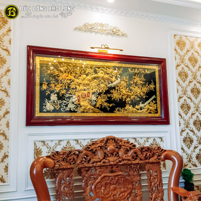 Tranh Vinh Hoa Phú Quý Mạ Vàng, Dát Bạc 2m31x1m27 Khung Gỗ Gụ tại Sài Gòn TPHCM