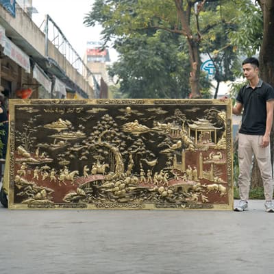 Tranh Phù Điêu Vinh Quy Bái Tổ Bằng Đồng Khổ 2m65 x 1m31 tại Sài Gòn TPHCM