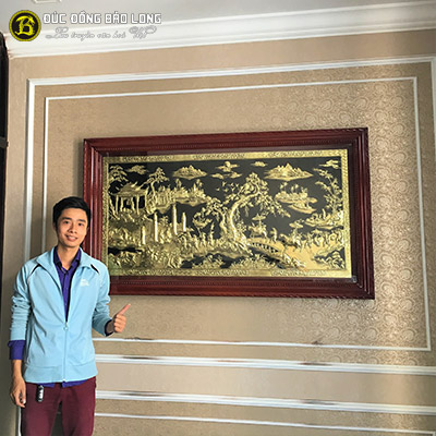 Tranh Vinh Quy Bái Tổ Bằng Đồng Khổ 1m55 x 88cm Khung Gỗ Chò Chỉ tại Sài Gòn TPHCM