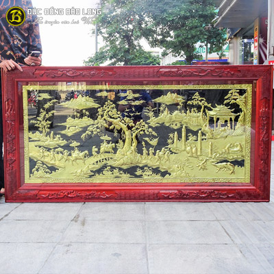 Tranh Vinh Quy Bái Tổ Bằng Đồng 1m76 x 89cm Khung Gỗ Hương tại Sài Gòn TPHCM