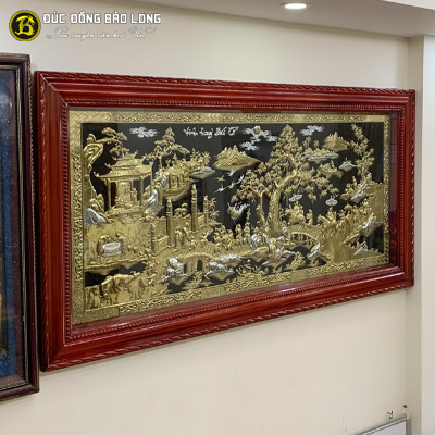 Tranh Vinh Quy Bái Tổ Bằng Đồng Mạ Bạc 1m76x89cm Khung Chò Chỉ tại Sài Gòn TPHCM