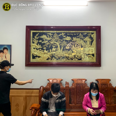 Tranh Vinh Quy Bái Tổ Bằng Đồng 1m97x1m07 Khung Chò Chỉ tại Sài Gòn TPHCM