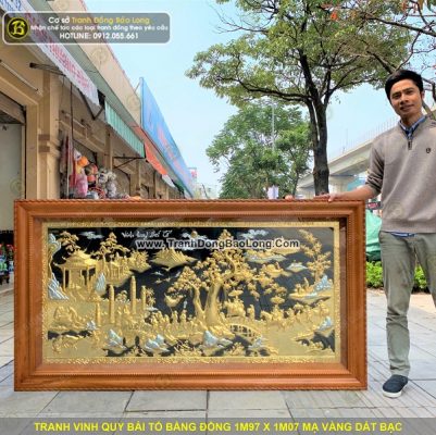 Tranh Vinh Quy Bái Tổ Bằng Đồng 1m97 x 1m07 Mạ Vàng Dát Bạc tại Sài Gòn TPHCM