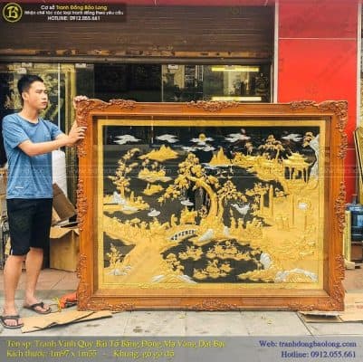Tranh Vinh Quy Bái Tổ Bằng Đồng 1m97 x 1m55 Mạ Vàng Dát Bạc tại Sài Gòn TPHCM