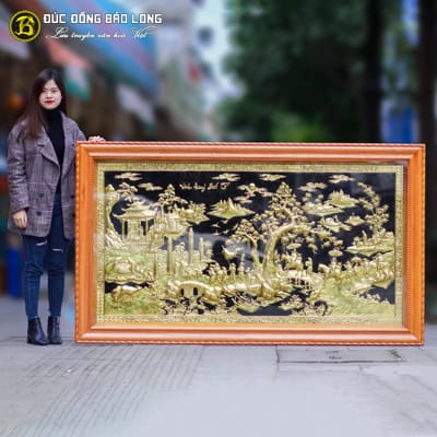 Tranh Vinh Quy Bái Tổ Bằng Đồng 2m x 1m15 Khung Gõ Đỏ tại Sài Gòn TPHCM