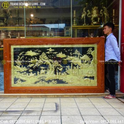 Tranh Vinh Quy Bái Tổ Bằng Đồng 2m31x1m27 Khung Gỗ Hương tại Sài Gòn TPHCM