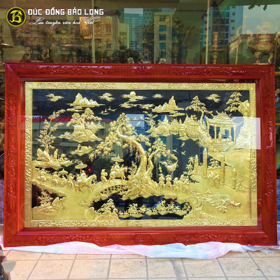 Tranh Vinh Quy Bái Tổ Bằng Đồng 2m62x1m76 Khung Gỗ Hương tại Sài Gòn TPHCM