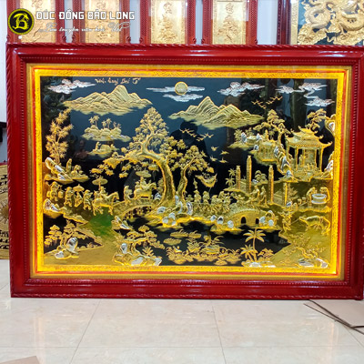 Tranh Vinh Quy Bái Tổ Bằng Đồng Dát Bạc 1m94x1m37 tại Sài Gòn TPHCM